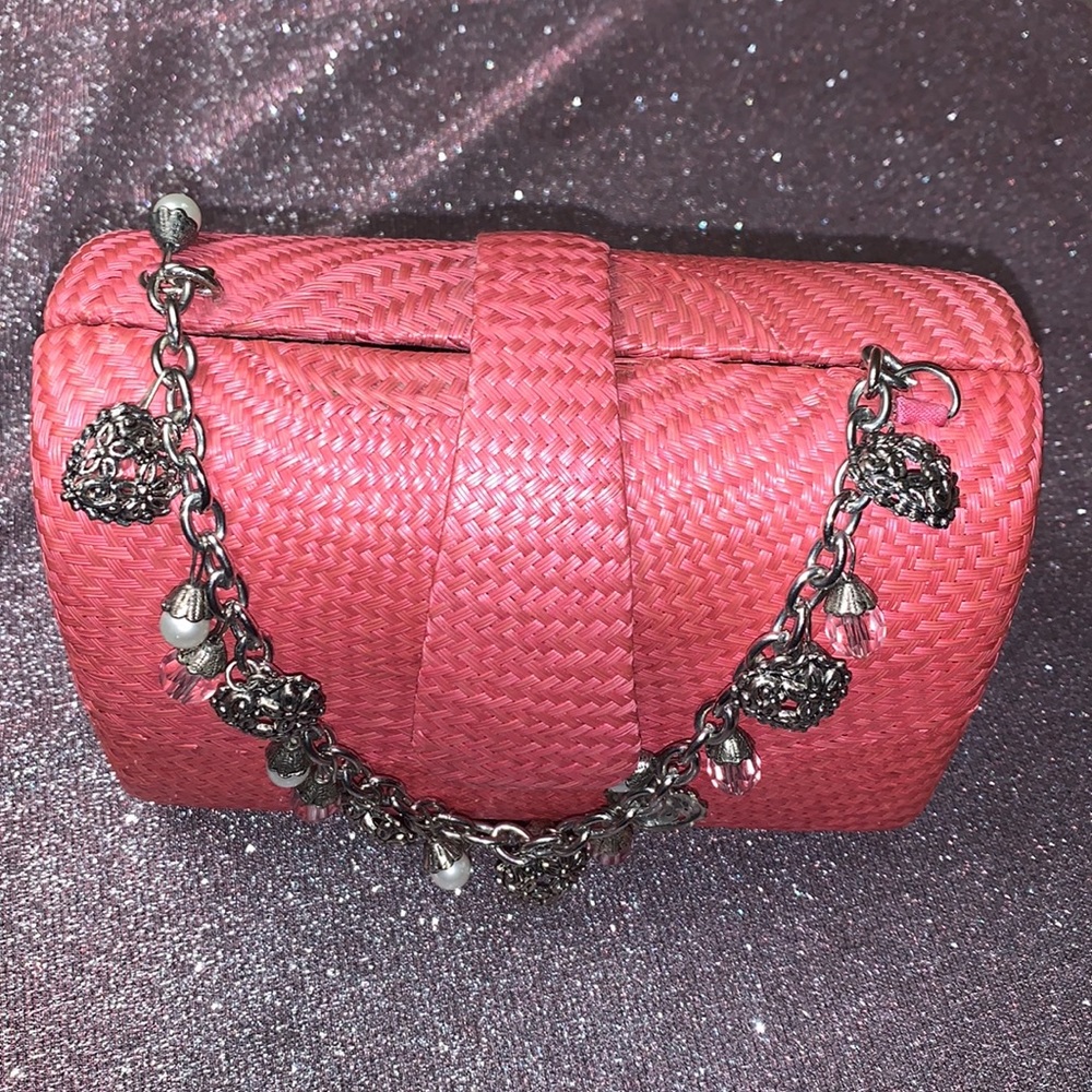 Donna Dixon Straw‎ Mini Bag With Metal Chain - Picture 6 of 11